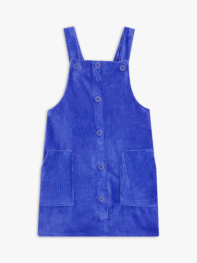 John Lewis Kids' Corduroy Velour Pinafore Dress, Bright Blue