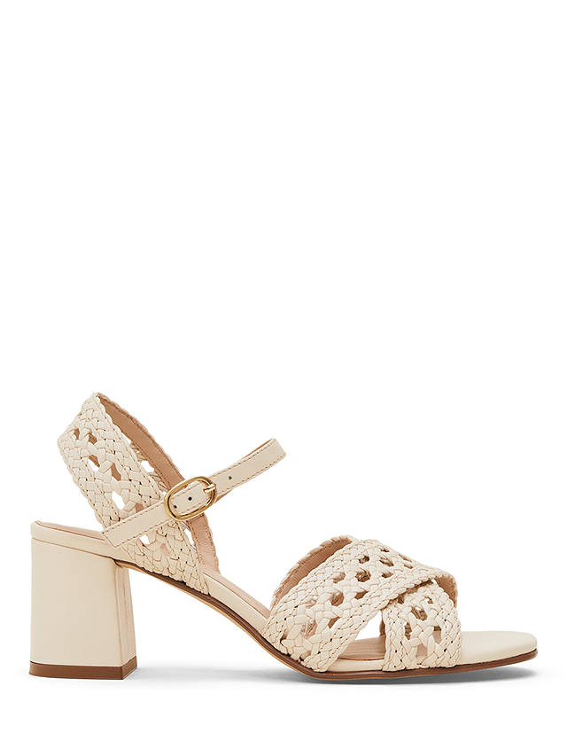 Phase Eight Woven Leather Block Heel Sandals, Cream at John Lewis ...