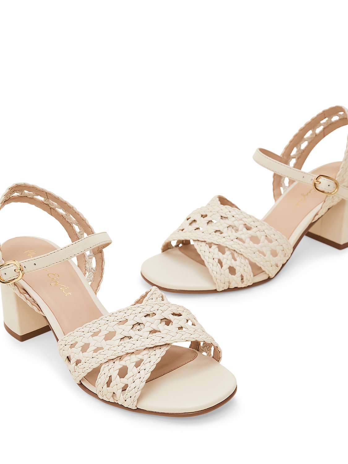 Buy Phase Eight Woven Leather Block Heel Sandals, Cream Online at johnlewis.com