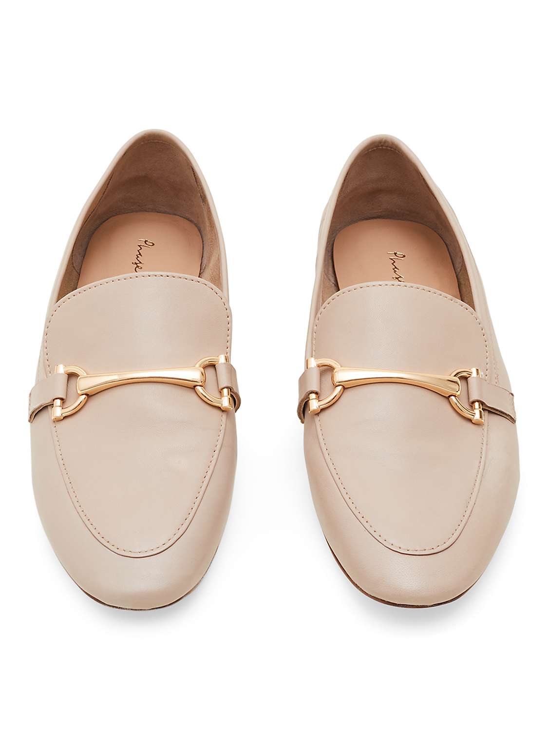 Phase Eight T-Bar Leather Loafers, Natural at John Lewis & Partners