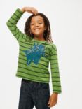 John Lewis Kids' Festive Dinosaur Stripe Jersey Top, Green