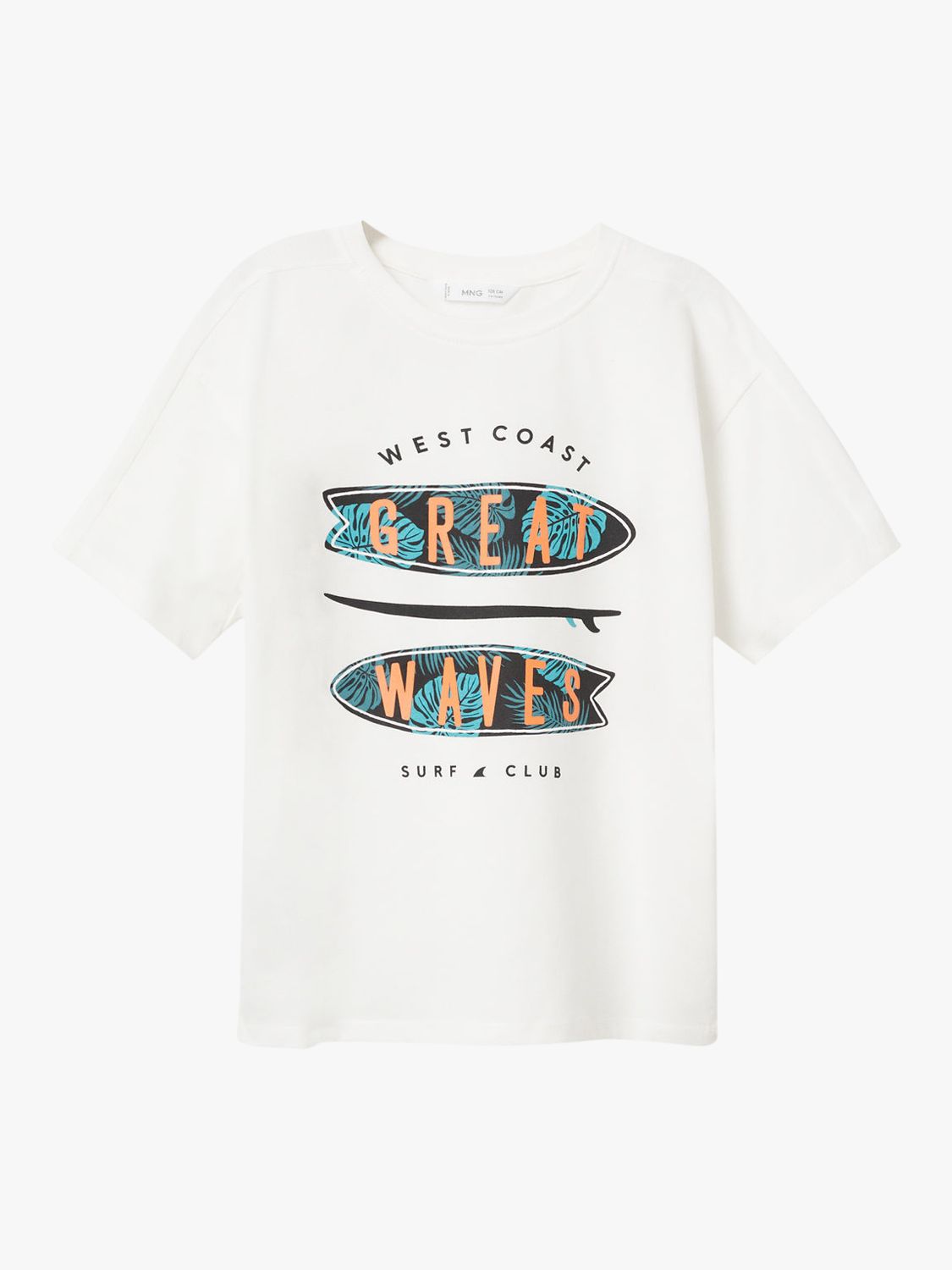 Mango Kids' Bahamas West Coast Cotton Graphic Print T-Shirt, Natural White