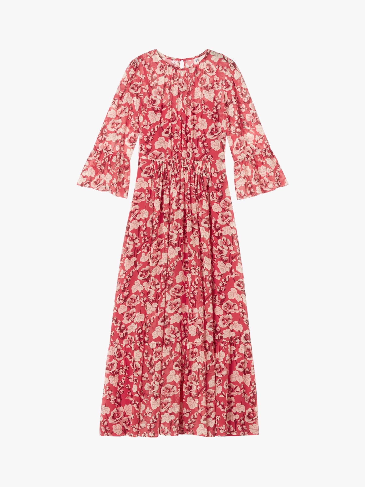 L.K.Bennett Lourdes Silk Midi Dress, Red/Multi at John Lewis & Partners