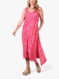 Live Unlimited Hanky Hem Sleeveless Abstract Print Midi Dress, Pink