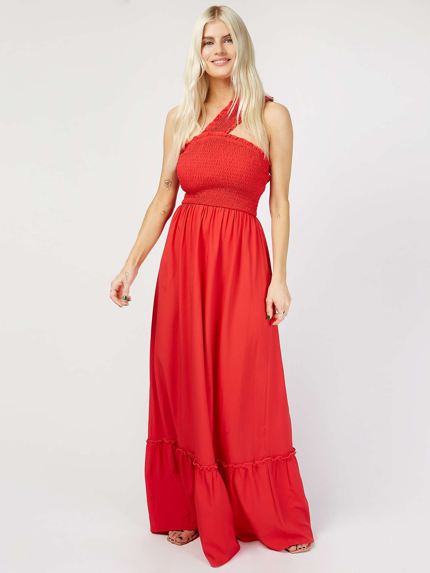 Buy Little Mistress x Vogue One Shoulder Maxi Dress, Red Online at johnlewis.com