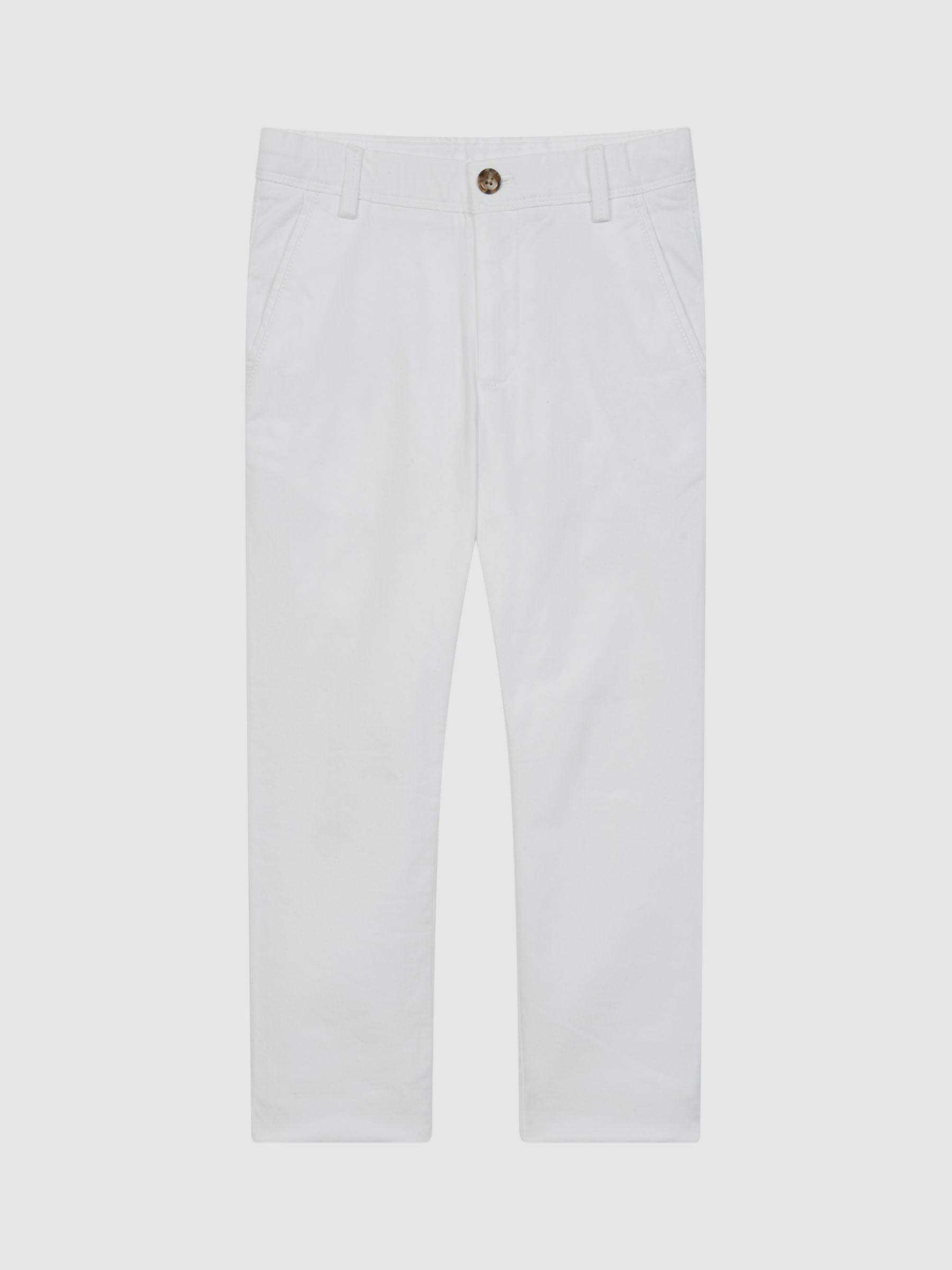 Reiss Kids' Pitch Slim Fit Chino Trousers, White at John Lewis & Partners