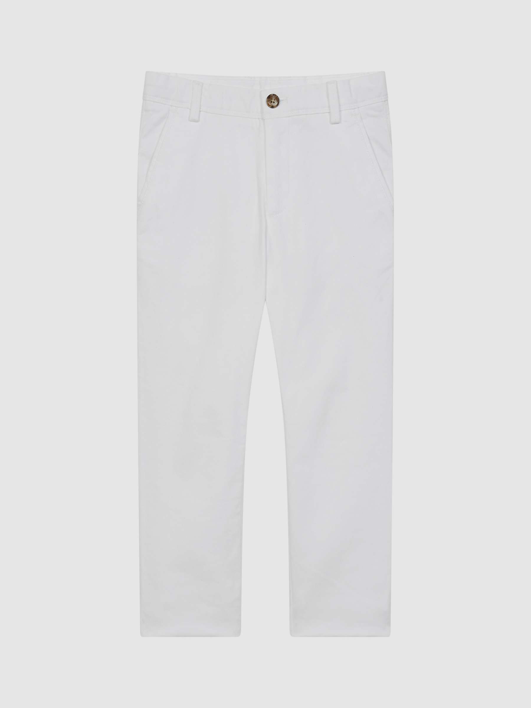 Reiss Kids' Pitch Slim Fit Chino Trousers, White at John Lewis & Partners
