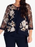 chesca Embroidered Sequin Jacket, Navy