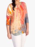 chesca Abstract Collage Top, Coral/Multi