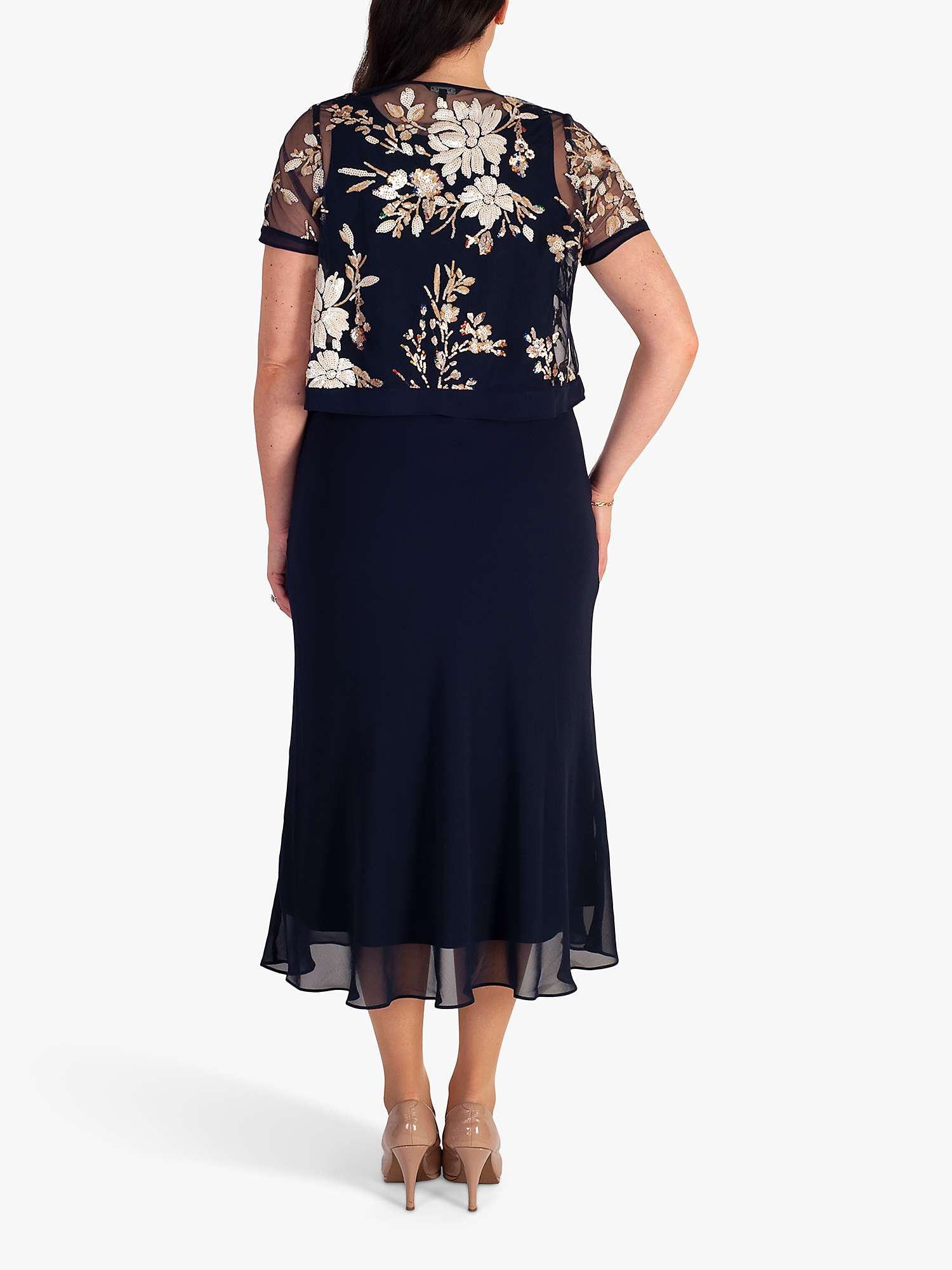 Buy chesca Embroidered Sequin Midi Dress, Navy Online at johnlewis.com