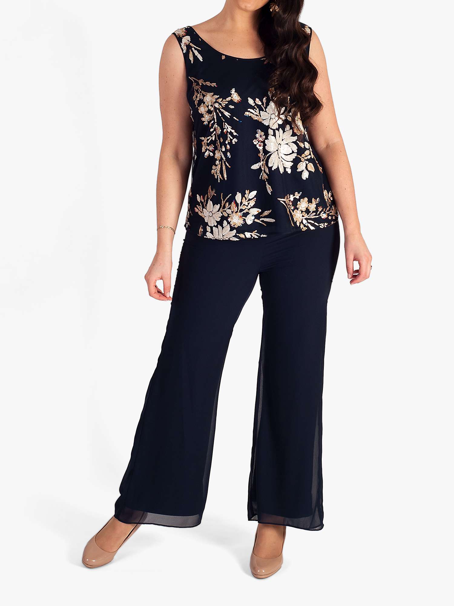 Buy chesca Embroidered Sequin Sleeveless Top, Navy Online at johnlewis.com
