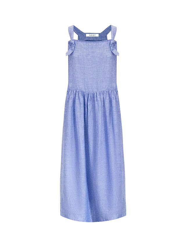 NRBY Violetta Linen Pinafore Midi Dress, Brilliant Blue