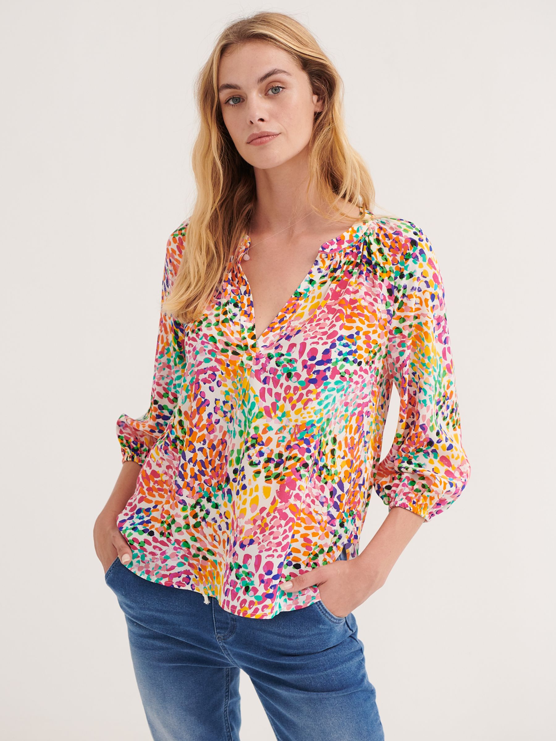 NRBY Olivia Abstract Print Silk Blouse, Multi at John Lewis & Partners