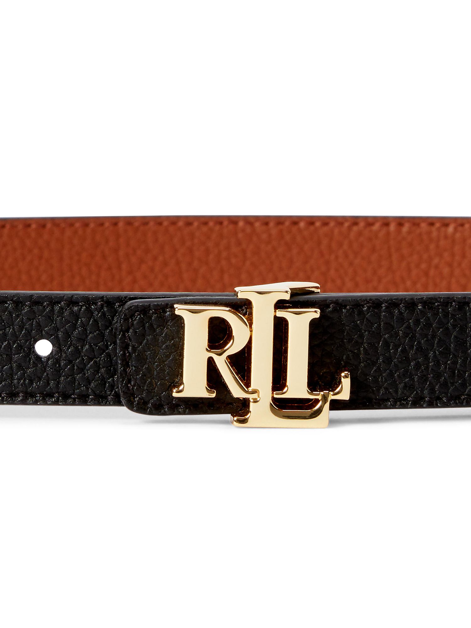 Lauren Ralph Lauren 20 Reversible Leather Belt, Black/Lauren Tan, S
