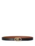 Lauren Ralph Lauren Oval Logo Reversible Leather Belt, Black/Lauren Tan