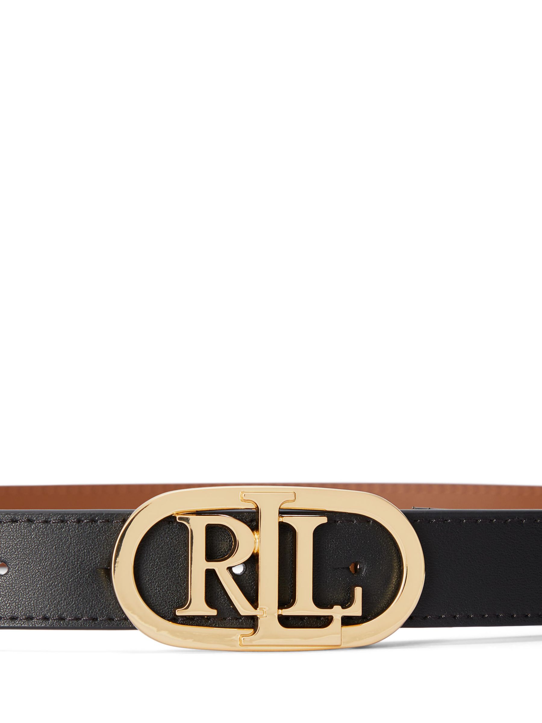 Lauren Ralph Lauren Oval Logo Reversible Leather Belt, Black/Lauren Tan ...