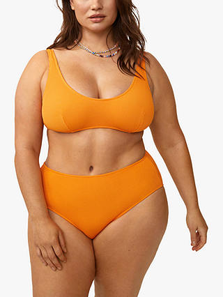 Mango Virgil Textured High Waist Bikini Bottoms, Orange