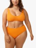 Mango Virgil Textured High Waist Bikini Bottoms, Orange