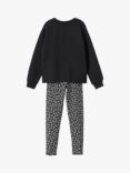 Mango Kids' Eliach Paris Floral Sweatshirt & Leggings Set, Black/Multi
