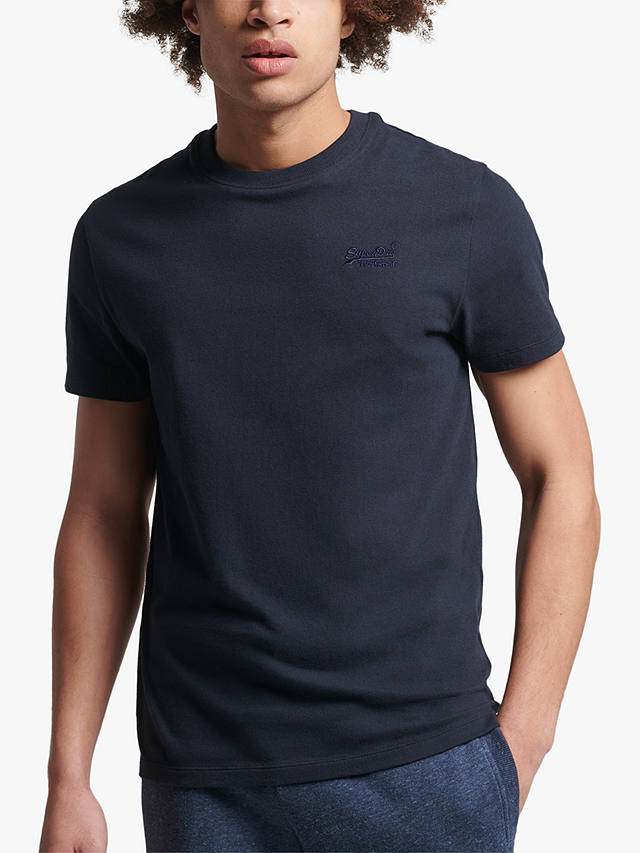 Superdry Organic Cotton Vintage Logo Embroidered T-Shirt, Eclipse Navy