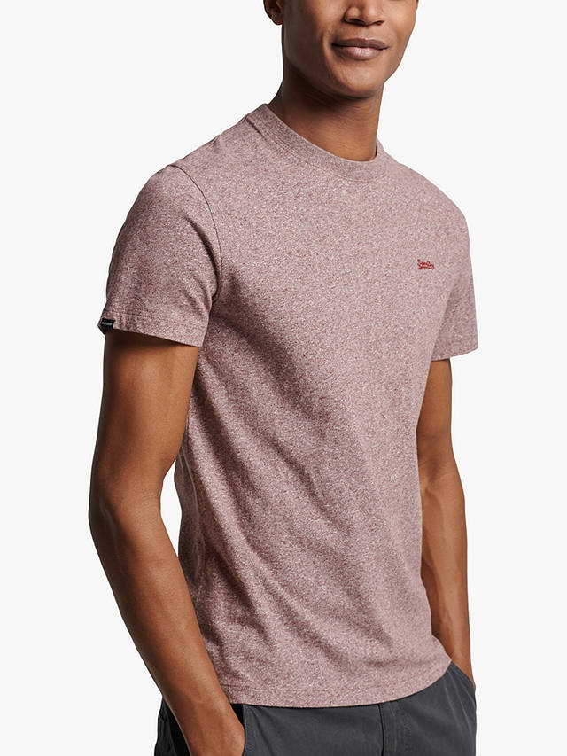 Superdry Organic Cotton Micro Embroidered T-Shirt, Tois Burgundy Grit