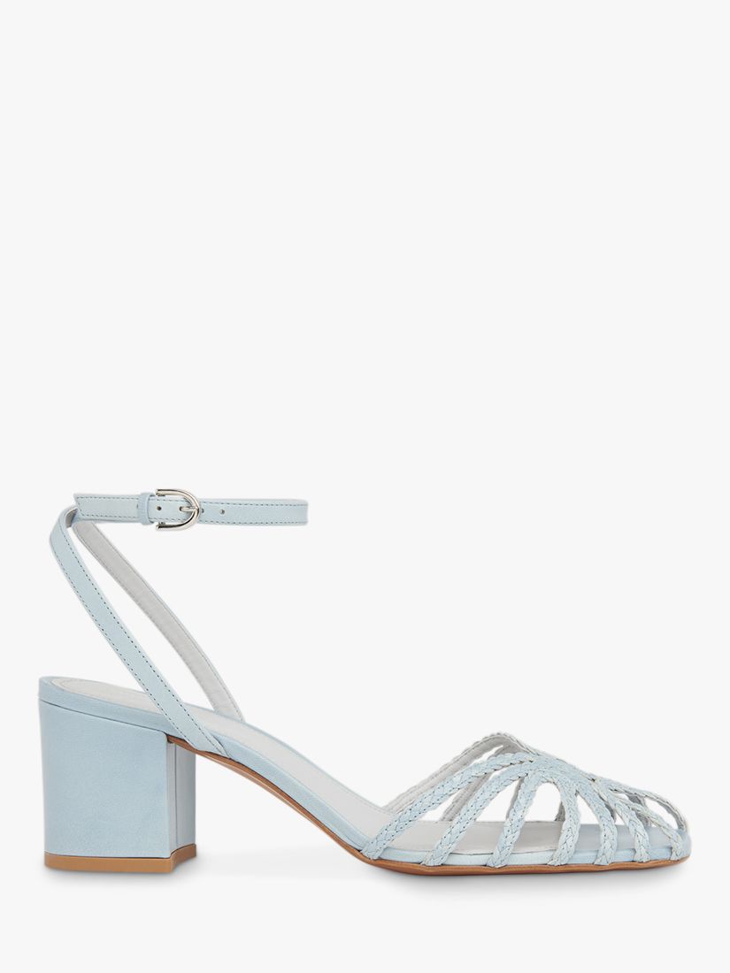 Whistles Blakely Plaited Leather Heeled Sandals, Pale Blue at John ...