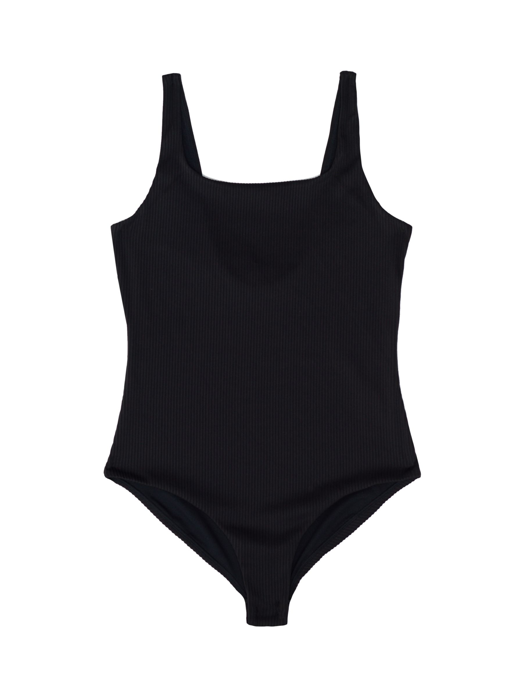 Albaray Ribbed Swimsuit, Black at John Lewis & Partners