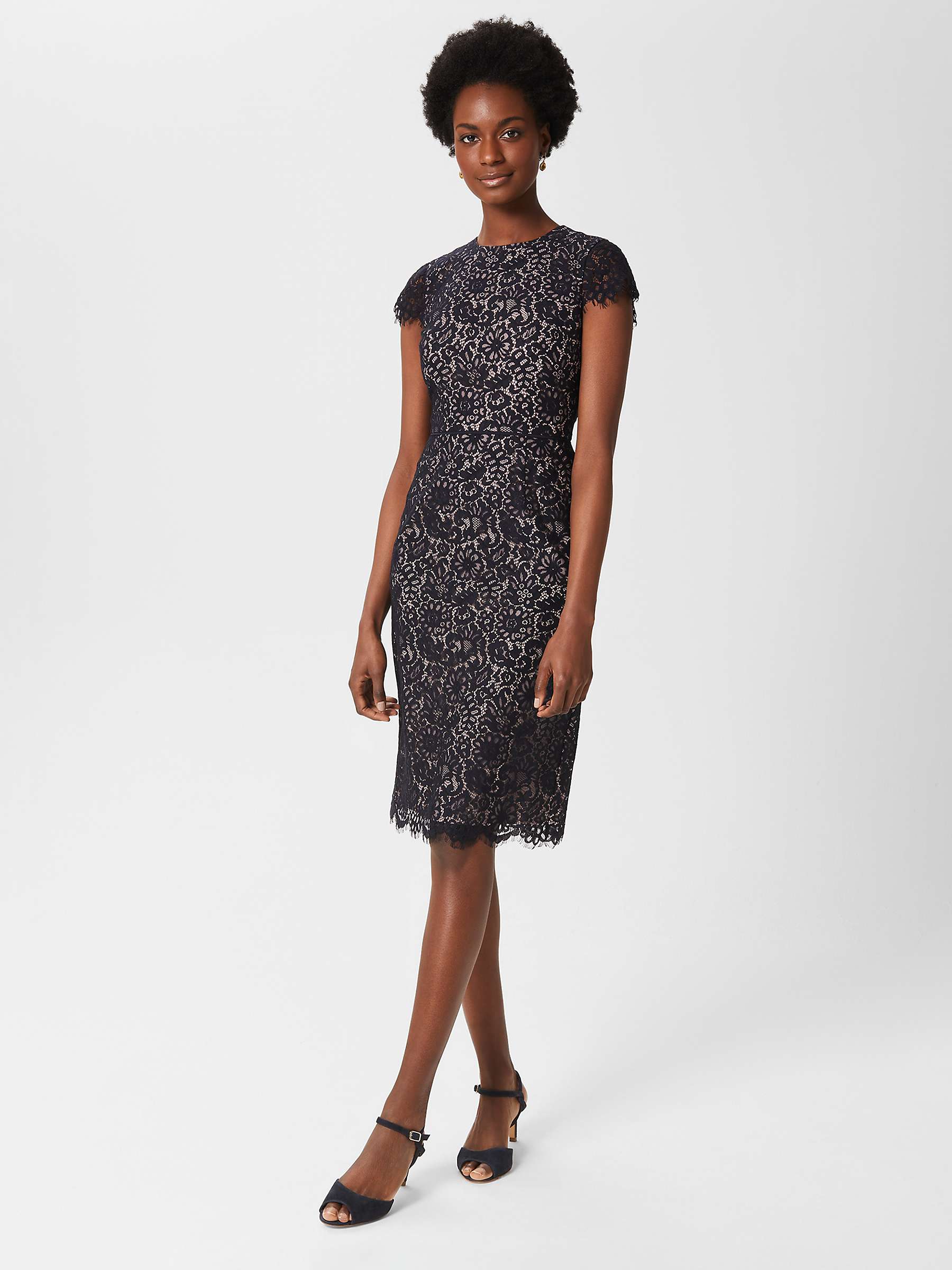 Buy Hobbs Anastasia Lace Shift Dress, Navy/Oyster Online at johnlewis.com