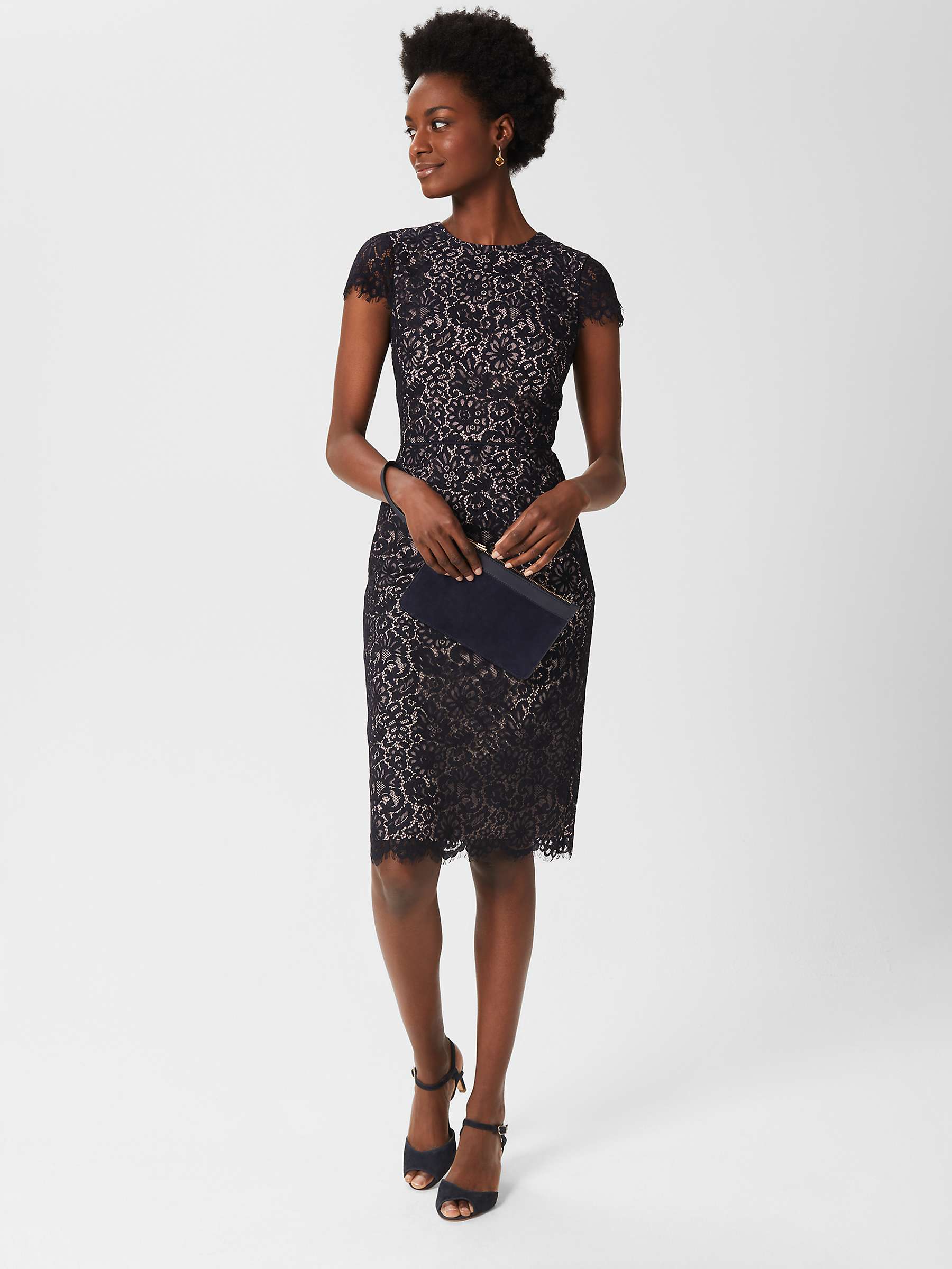 Buy Hobbs Anastasia Lace Shift Dress, Navy/Oyster Online at johnlewis.com