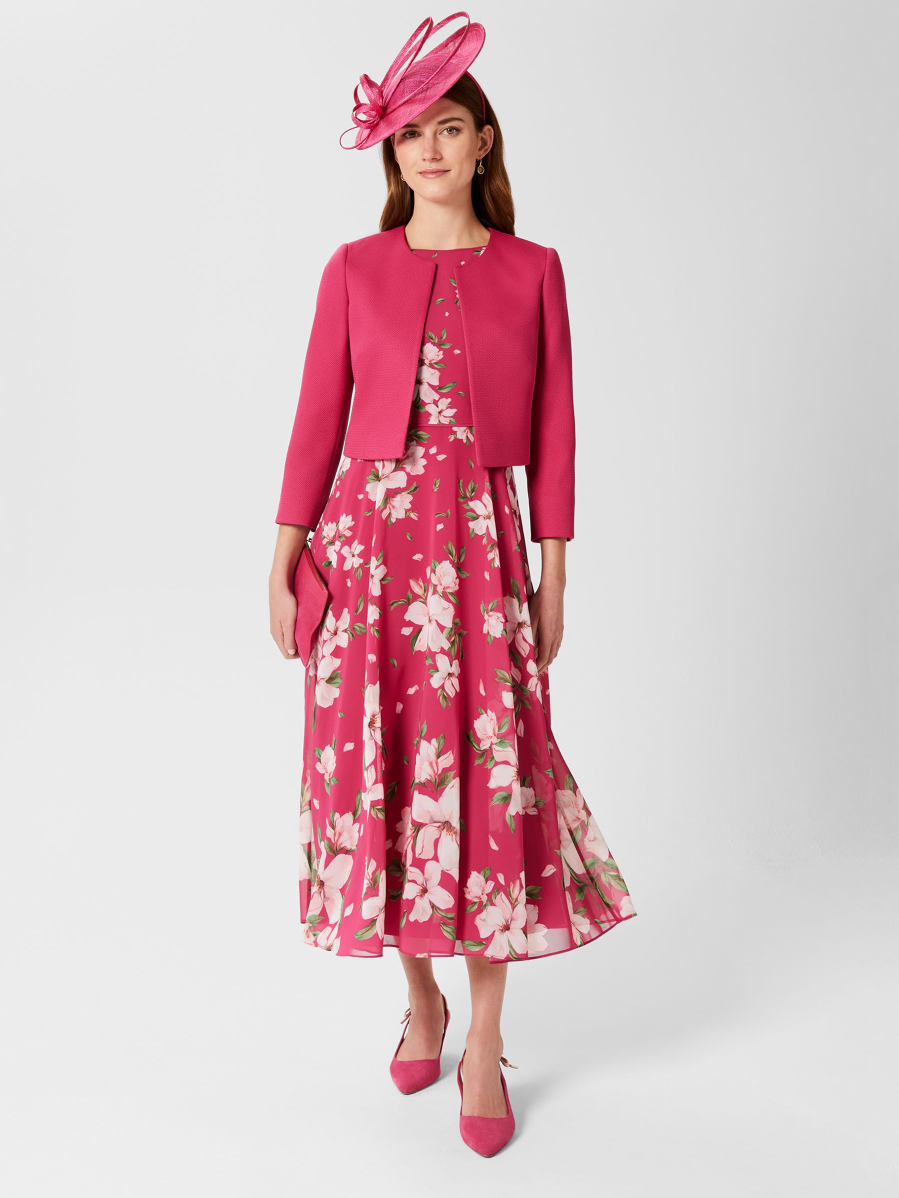 Hobbs Carly Floral Sleeveless Midi Dress, Pink/Multi at John Lewis ...