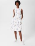 Hobbs Twitchill Boat Print Linen Dress, White/Multi