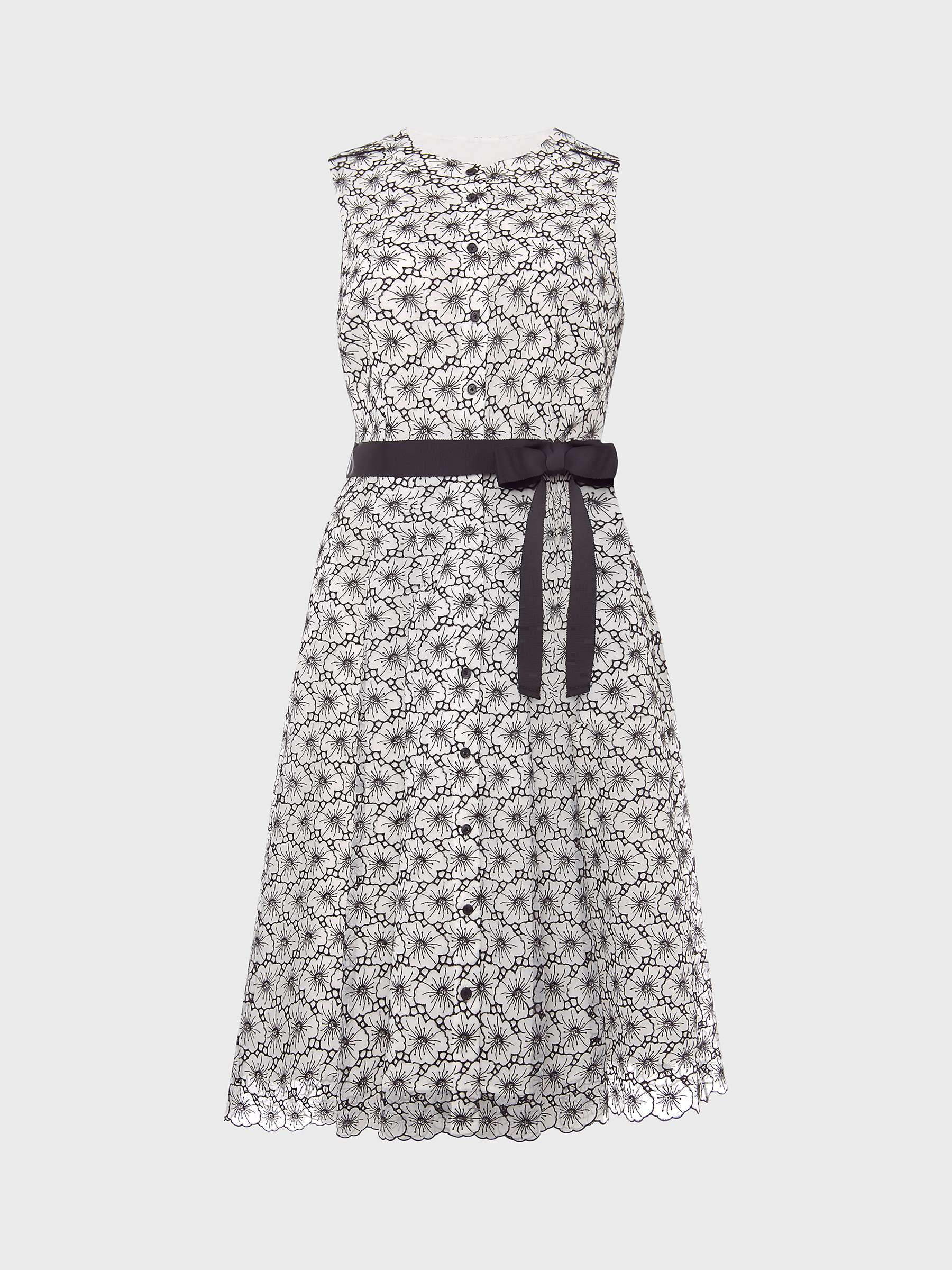 Buy Hobbs Lyra Embroidered Floral Sleeveless Dress, Ivory/Black Online at johnlewis.com
