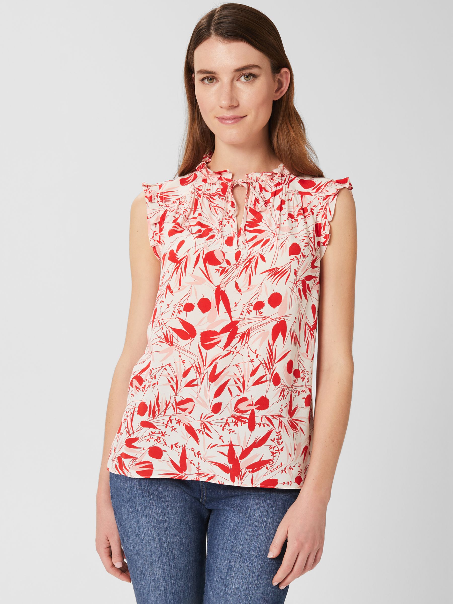 Hobbs Luma Cap Sleeve Top Ivoryred At John Lewis And Partners 