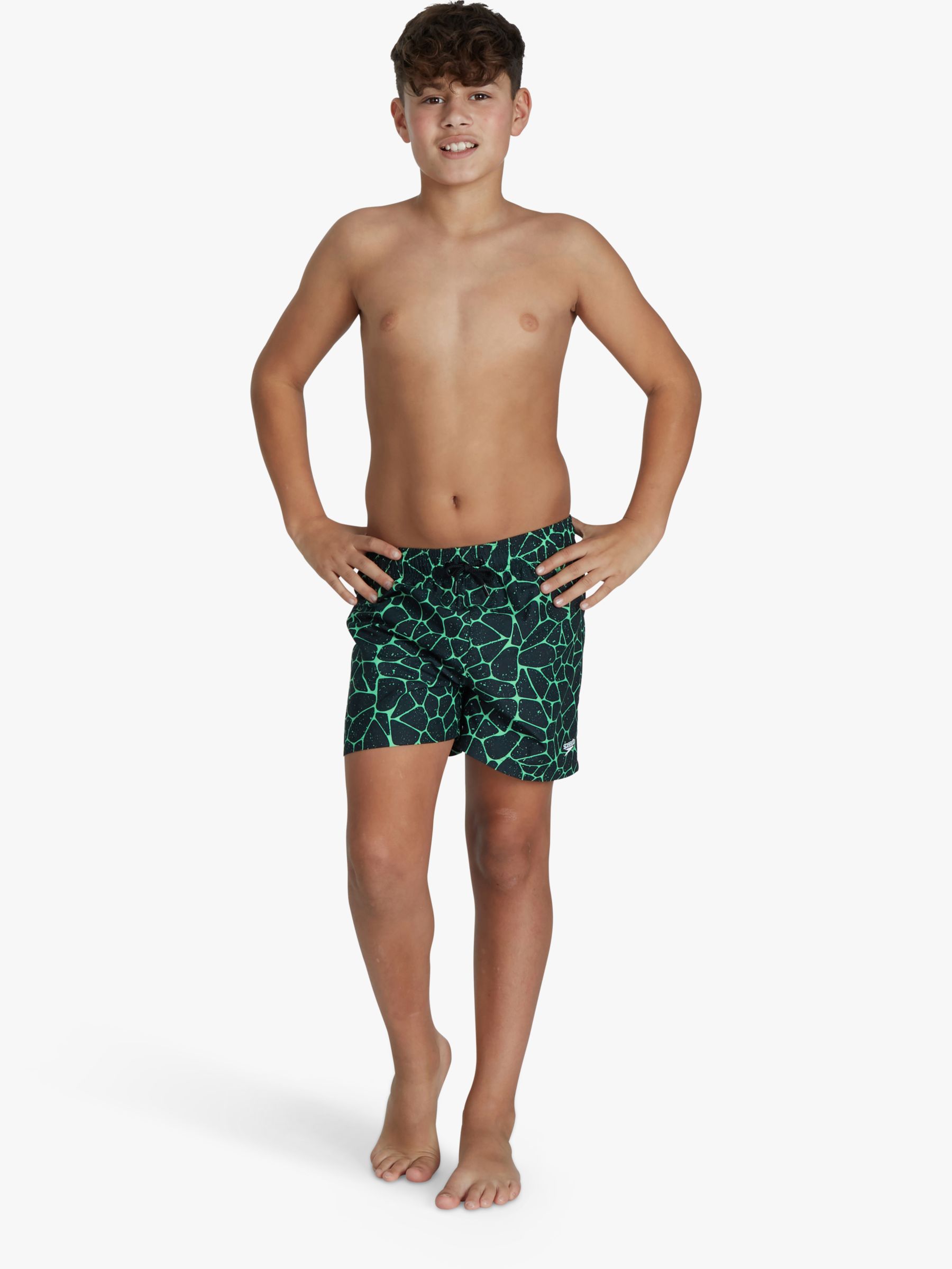 Speedo Boy's Turtle Print Swim Shorts, Mid Green, XS