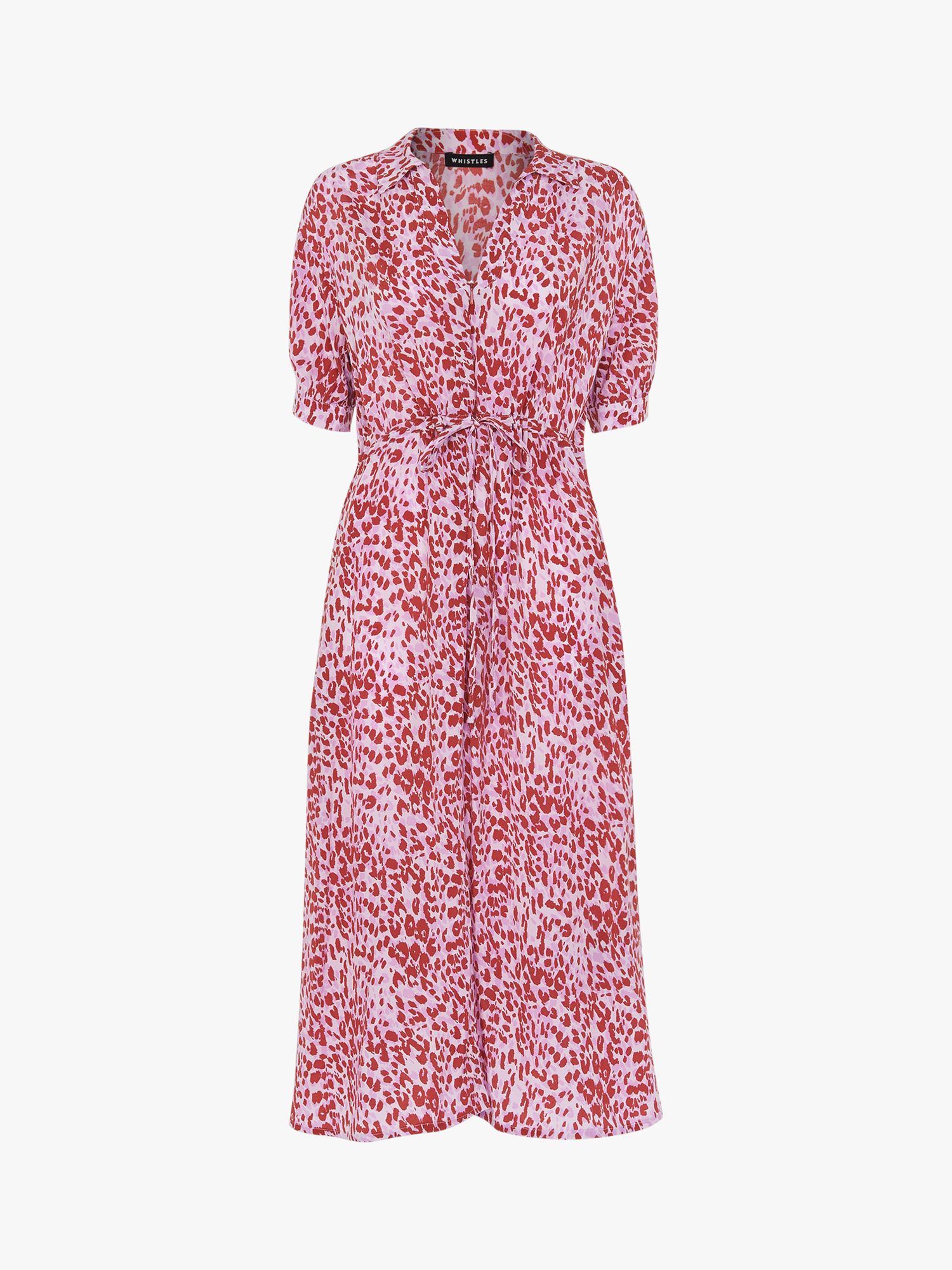 Whistles Summer Cheetah Print Midi Dress, Pink/Multi at John Lewis ...