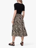 Whistles Mountain Zebra Tiered Midi Skirt, Brown