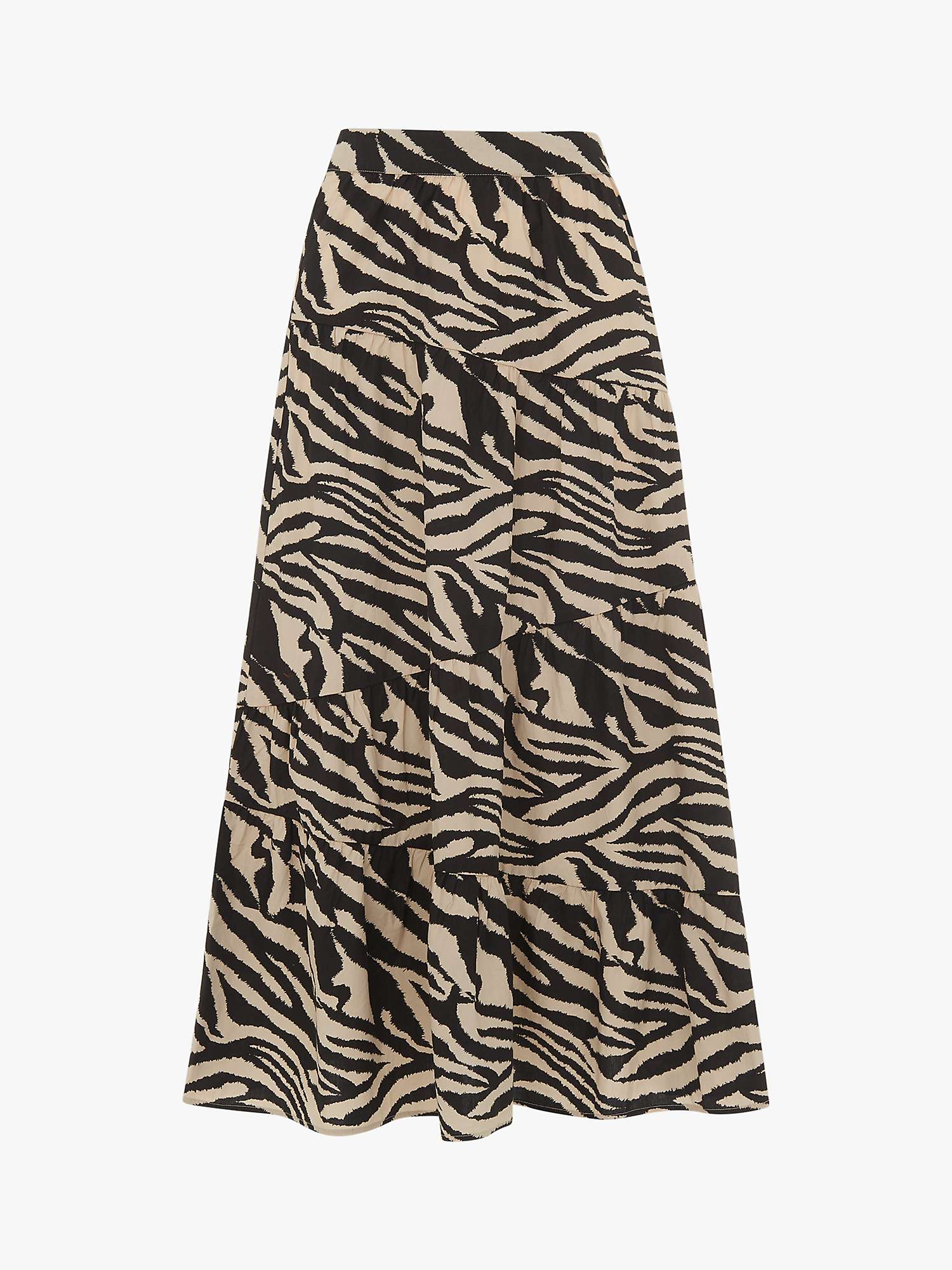 Buy Whistles Mountain Zebra Tiered Midi Skirt, Brown Online at johnlewis.com