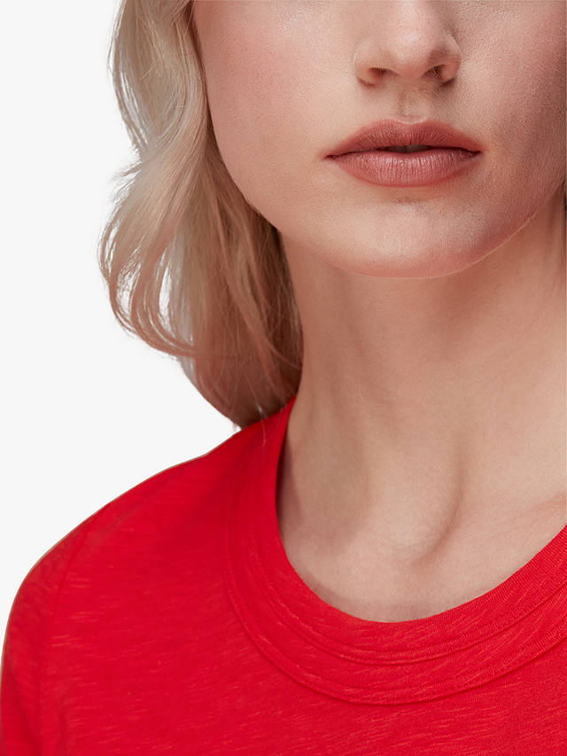 Whistles Rosa Double Trim Cotton T-Shirt, Red