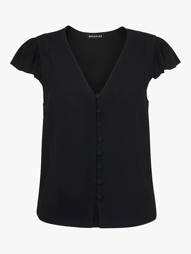 Whistles Frill Sleeve Top, Black