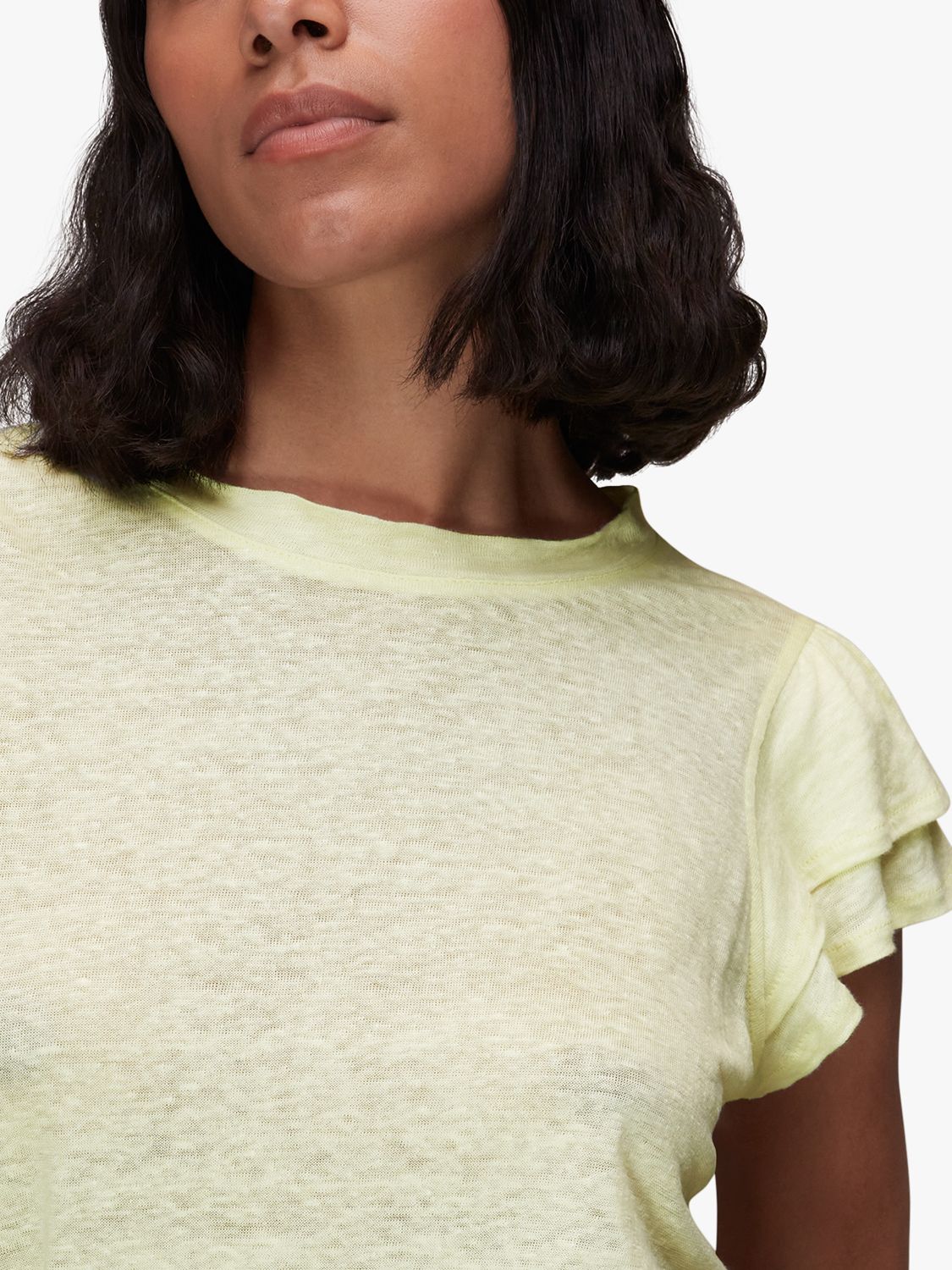 Buy Whistles Laura Linen Frill Sleeve Top Online at johnlewis.com