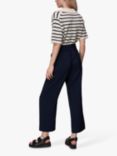 Whistles Cropped Nicola Elasticated Trousers, Navy