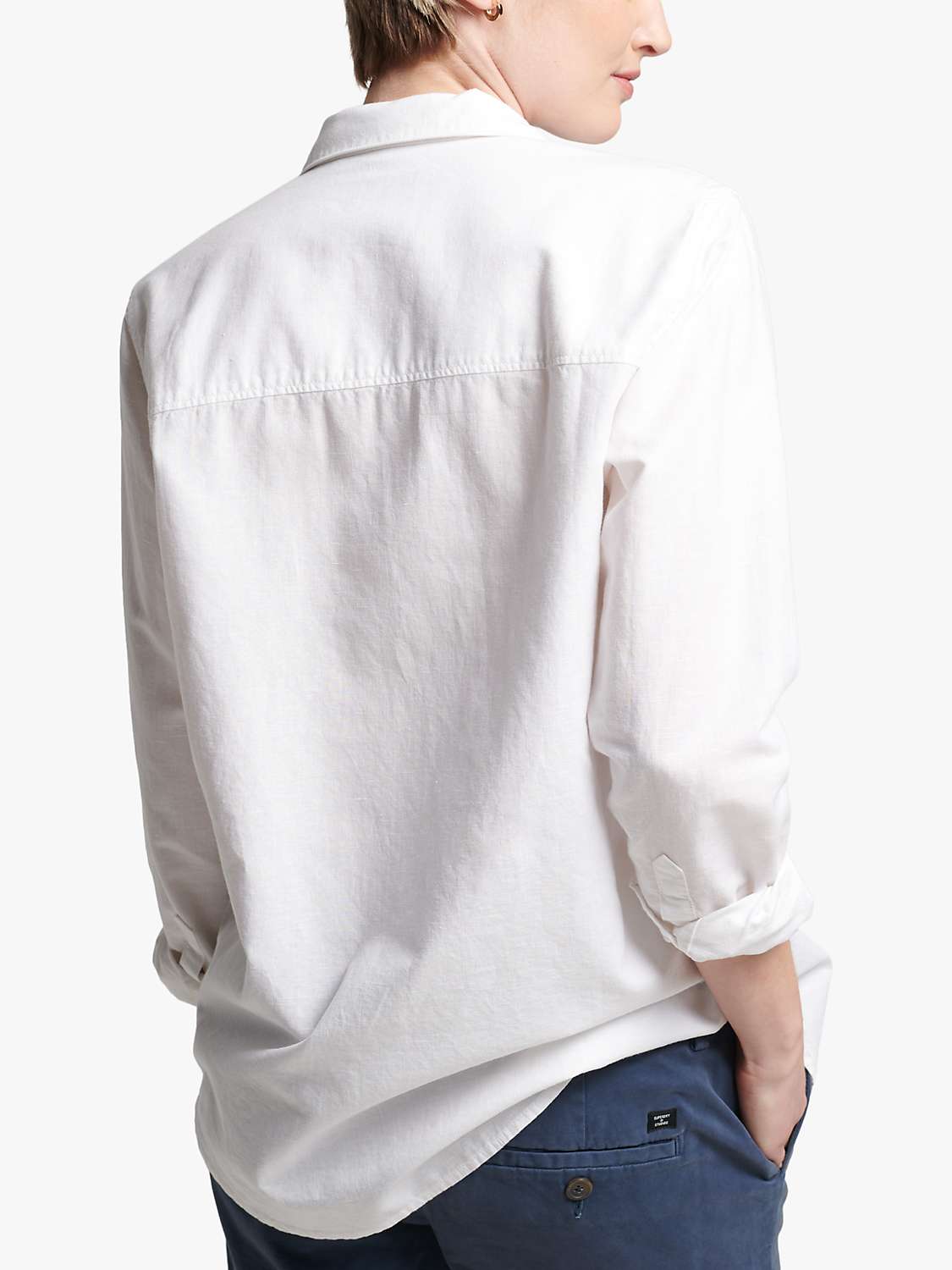 Buy Superdry Linen Boyfriend Shirt, Blue Online at johnlewis.com