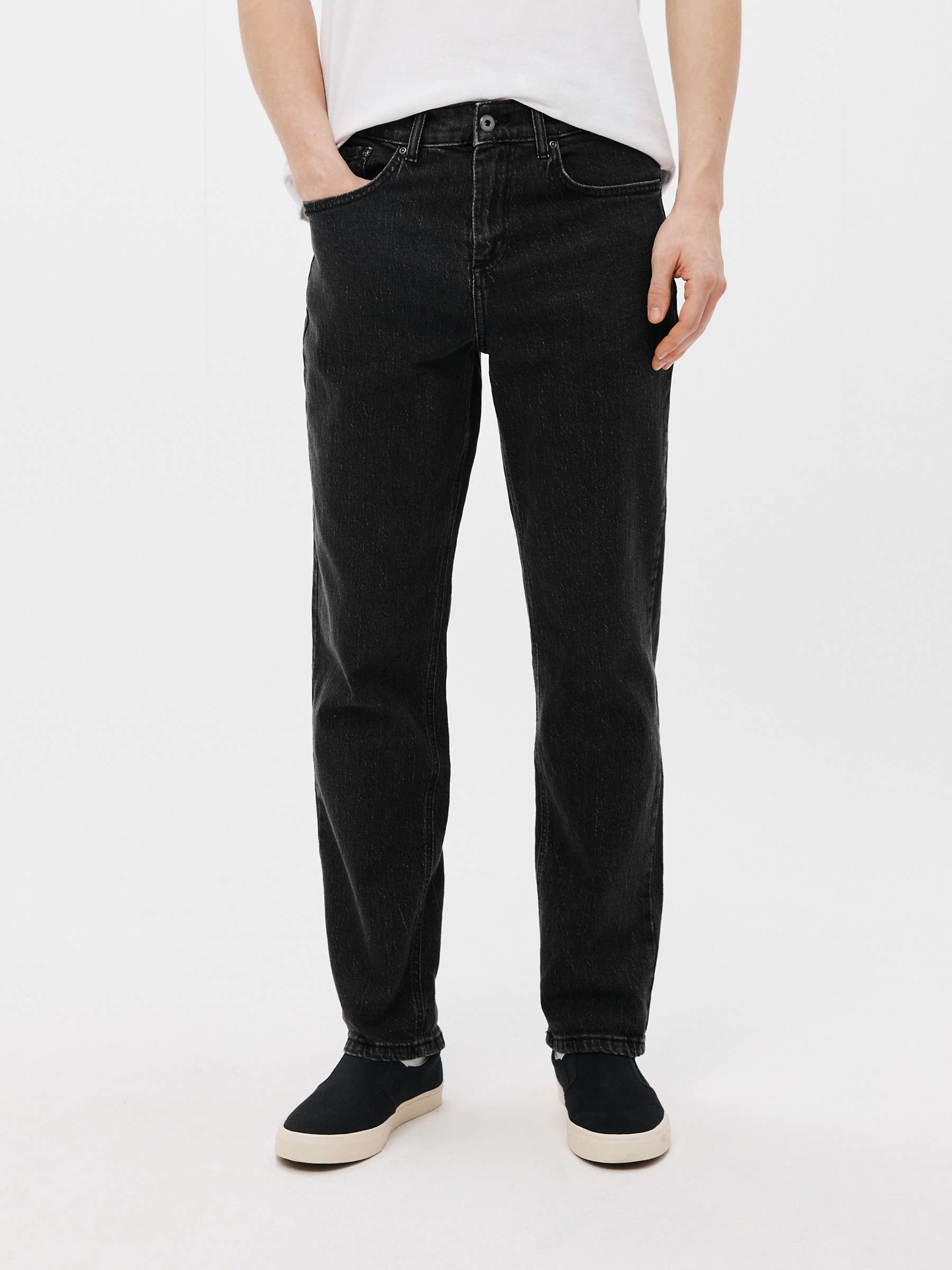 Buy John Lewis ANYDAY Straight Fit Denim Jeans, Black Online at johnlewis.com