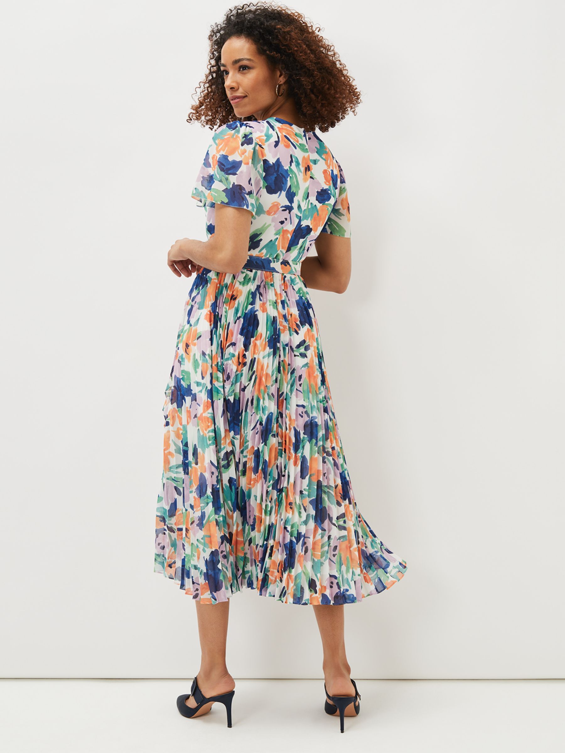 Phase Eight Essie Floral Print Pleated Midi Dress, Multi at John Lewis ...