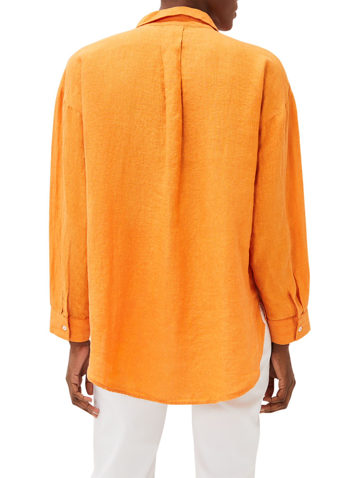 Phase Eight Lou Longline Linen Shirt, Tangerine at John Lewis & Partners
