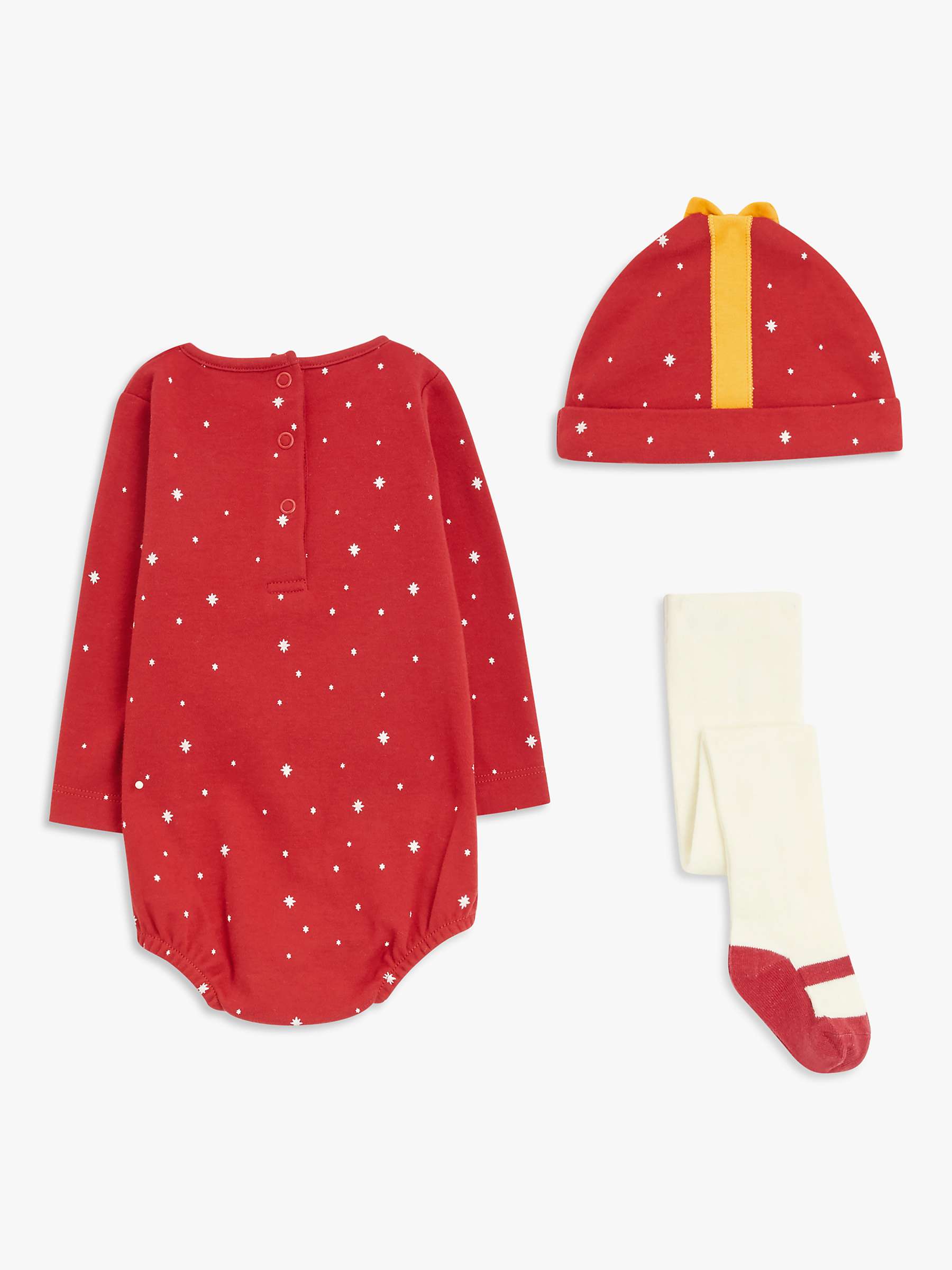 Buy John Lewis Baby Christmas Present Bodysuit, Tights & Hat Set, Multi Online at johnlewis.com