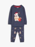 John Lewis Baby Christmas Pudding Dog Jersey Pyjama Set, Multi