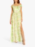 Adrianna Papell Off Shoulder Floral Maxi Dress, Spring Mint/Multi