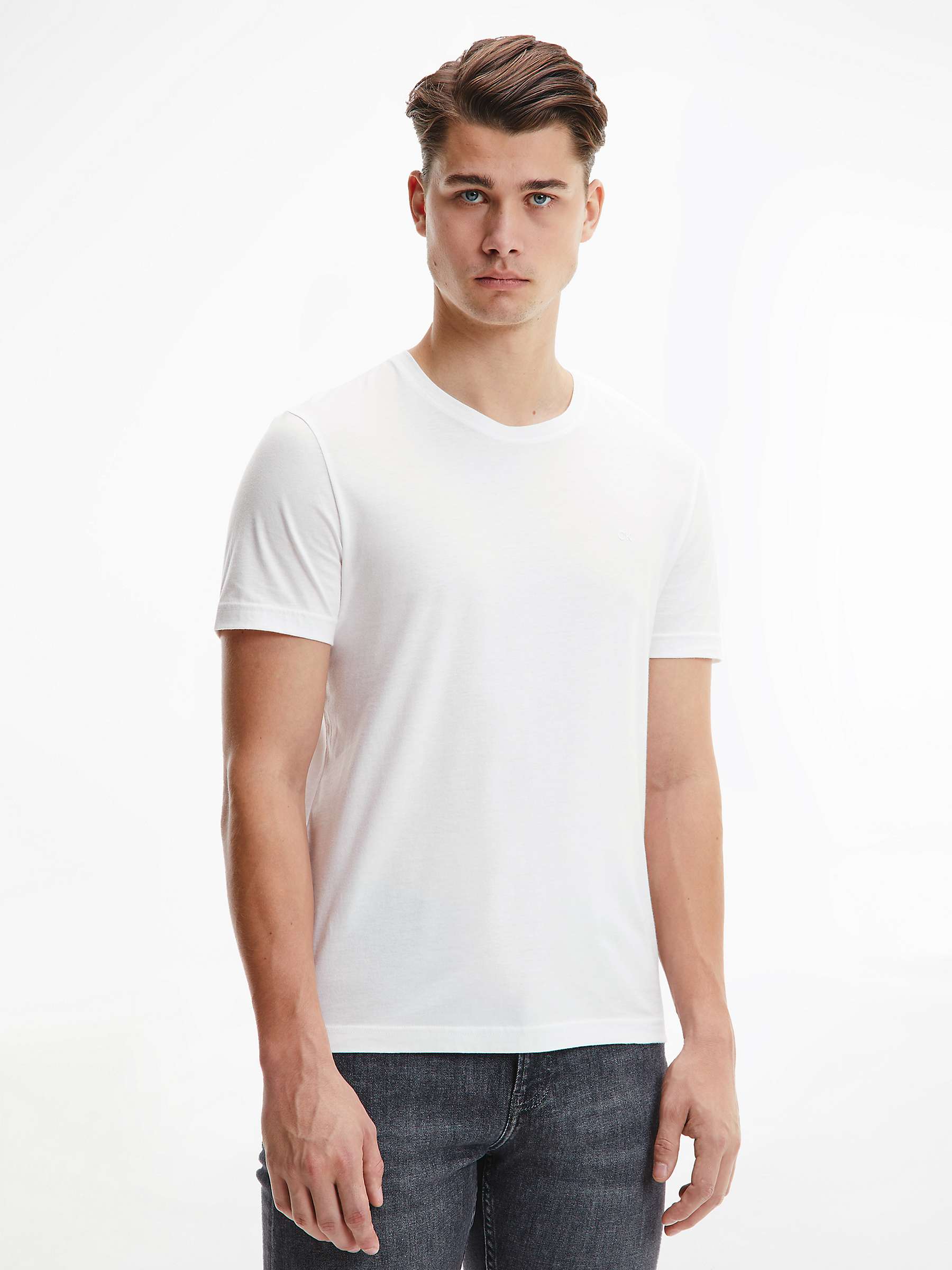 Buy Calvin Klein Smooth Cotton T-Shirt, Bright White Online at johnlewis.com
