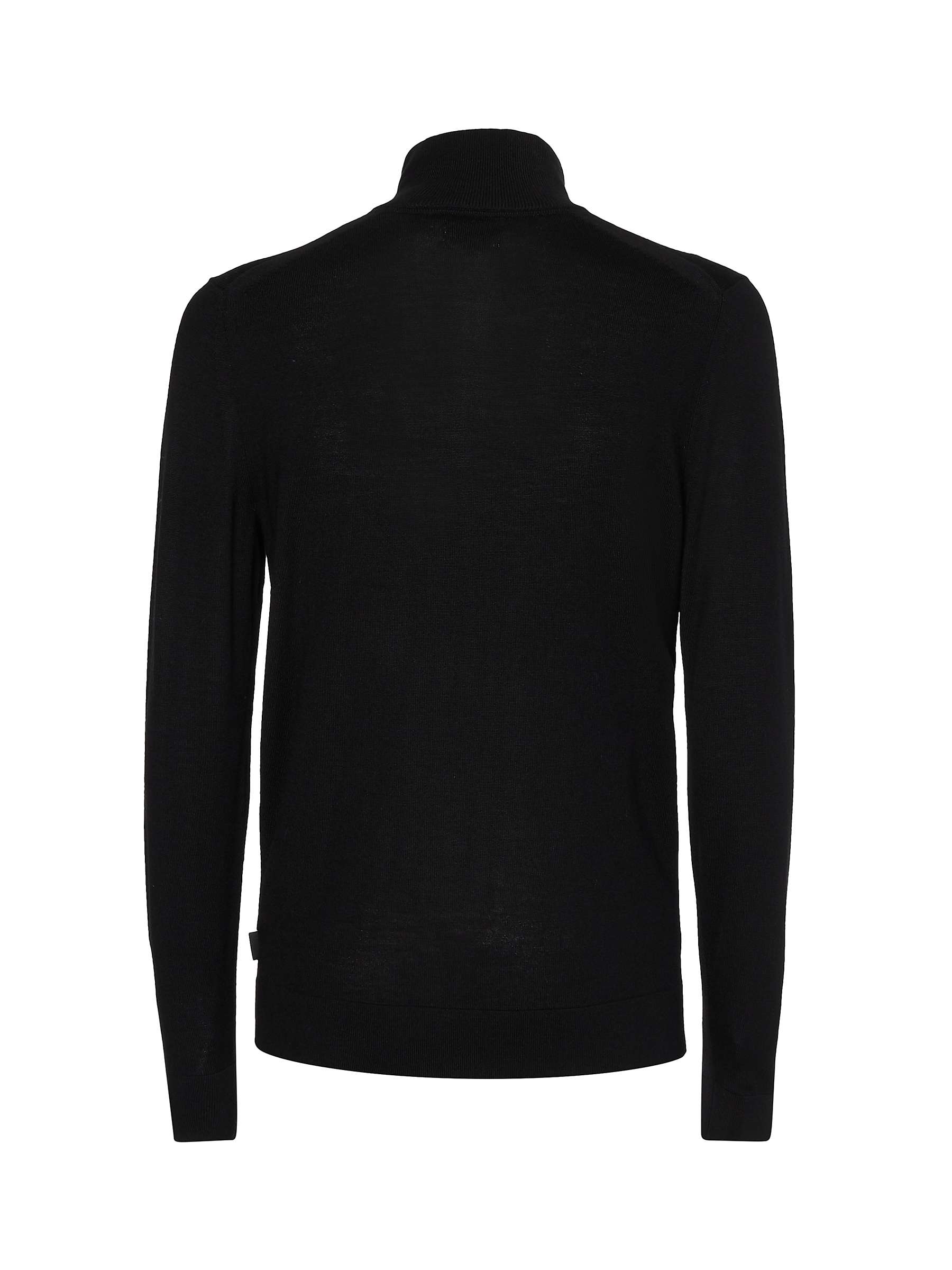 Calvin Klein Superior Wool Quarter Zip Jumper, Black at John Lewis ...